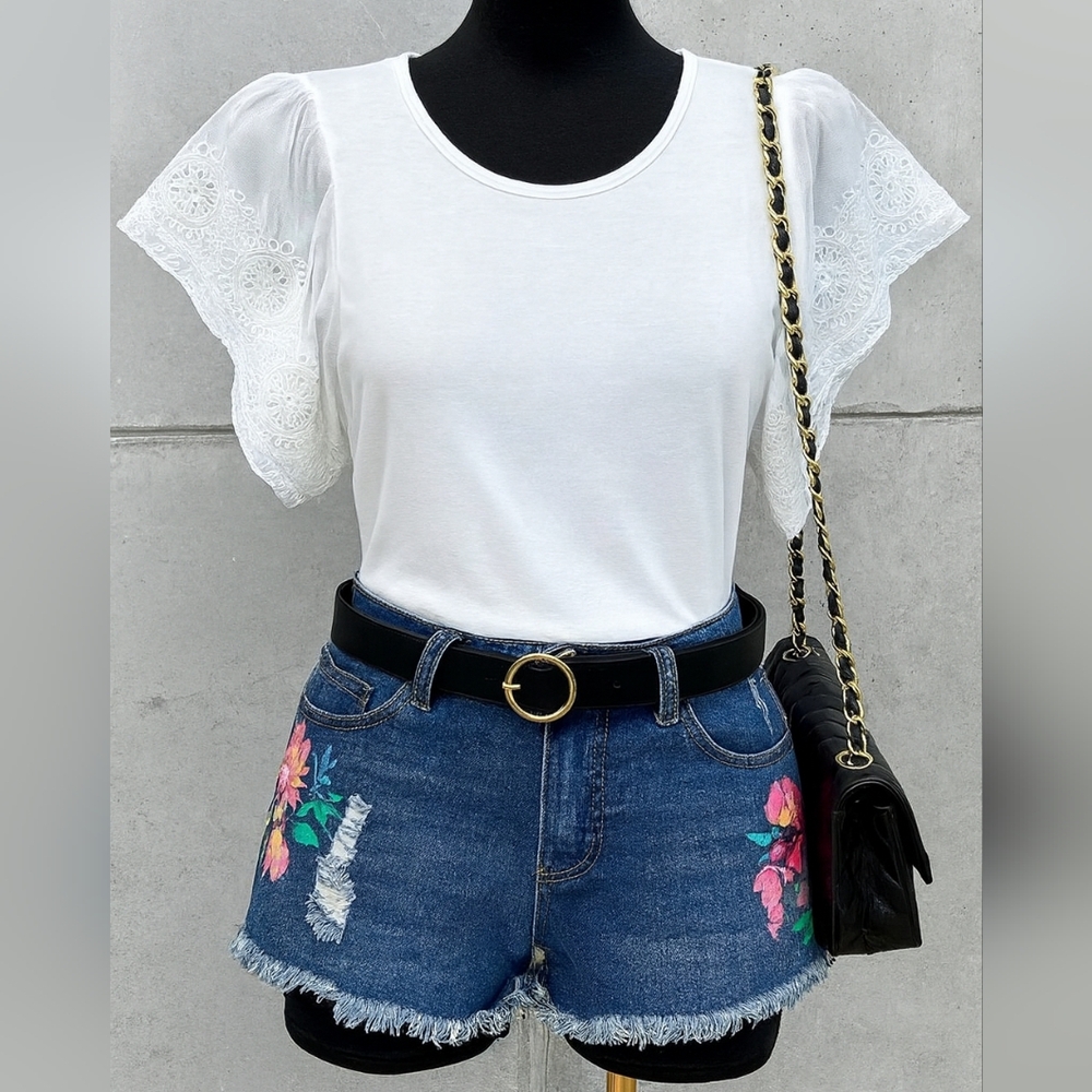Metropolitan White Lace Flutter Sleeve Tank Size 2XL